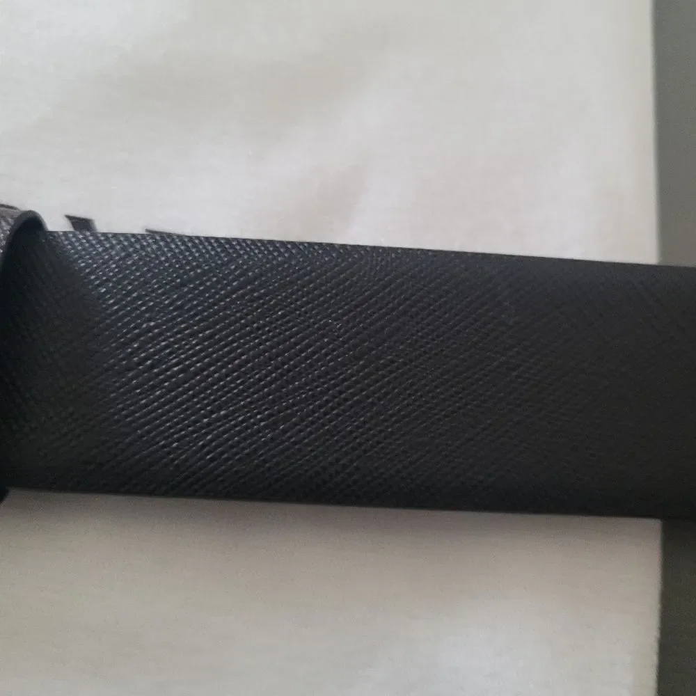 Prada Reversible Black/Brown Leather Belt with Gold Logo. Size 42